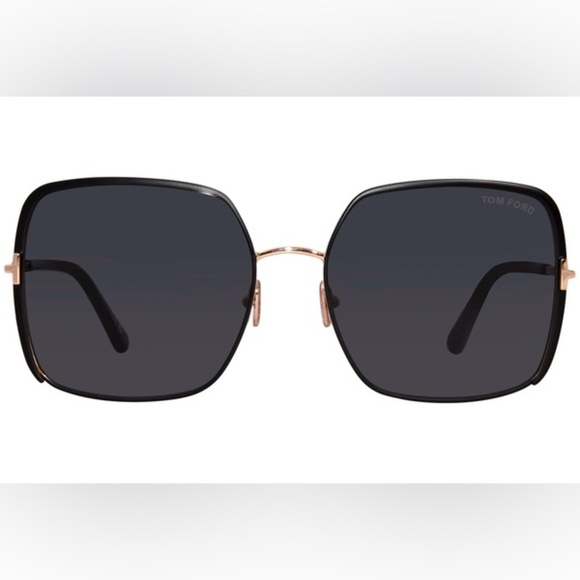 Tom Ford Raphaela TF1006 02A Sunglasses Women's Black/Rose Gold/Smoke 60mm NWT - Picture 4 of 13